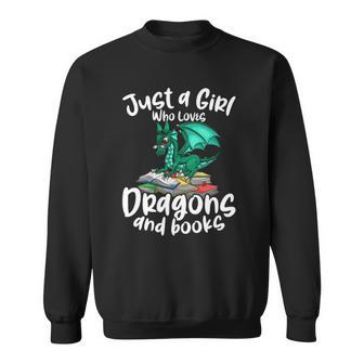Just A Girl Who Loves Dragons And Books Reading Dragon Sweatshirt | Mazezy