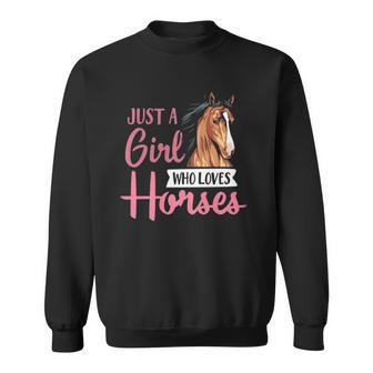Just A Girl Who Loves Horses Cute Horseback Riding Lesson Sweatshirt | Mazezy