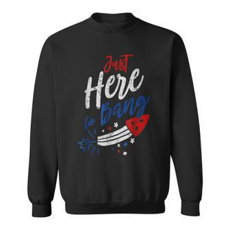 Just Here To Bang 4Th Of July Funny Fireworks Patriotic Sweatshirt - Seseable
