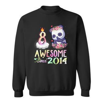 Kids Awesome Since 2014 8Th Birthday 8 Years Old Panda Girl Sweatshirt | Mazezy
