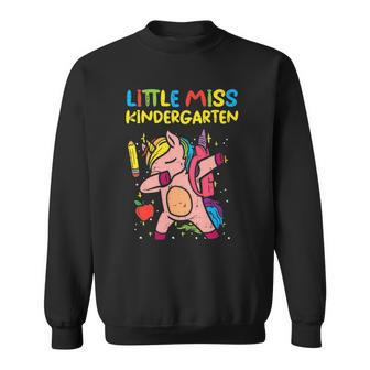 Kids Little Miss Kindergarten Dab Unicorn First Day Of Girls Sweatshirt - Thegiftio UK