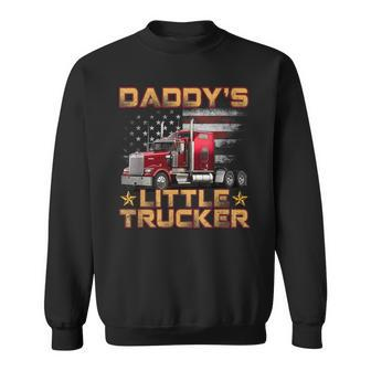 Kids Semi Truck Boys Gift Daddys Little Trucker Fathers Day Sweatshirt - Seseable