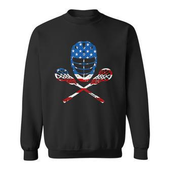 Lacrosse American Flag Lax Helmet Sticks 4Th Of July Gifts Sweatshirt | Mazezy