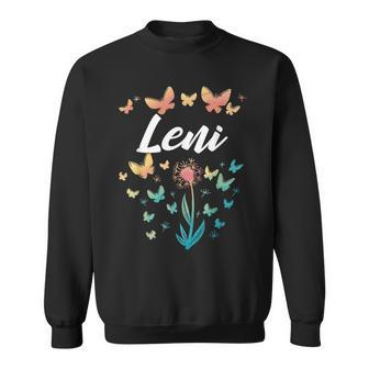 Leni Birthday Sister Butterfly Dandelion Name Leni Sweatshirt - Seseable