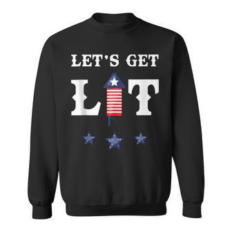 Lets Get Lit Fireworks 4Th Of July Merica Usa Flag Sweatshirt - Seseable