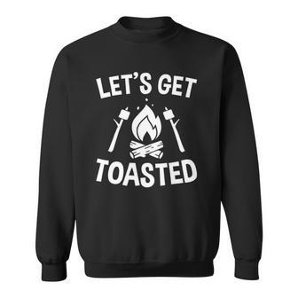 Lets Get Toasted Campfire Smores Marshmallows Camping Sweatshirt | Mazezy