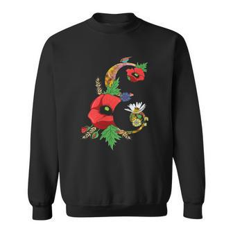 Letter E Funny Floral Initial Monogram Poppy Flower Alphabet Sweatshirt - Thegiftio UK