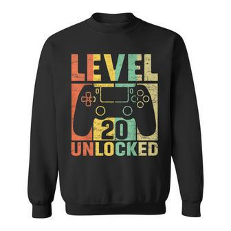 Level 20 Unlocked Video Game 20Th Birthday Gift Retro Sweatshirt - Seseable