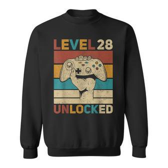 Level 28 Unlocked 28Th Birthday 28 Years Old Gamer Women Men Sweatshirt - Seseable