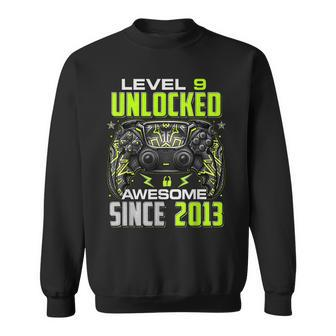 Level 9 Unlocked Awesome Since 2013 9Th Birthday Gaming V8 Sweatshirt - Seseable