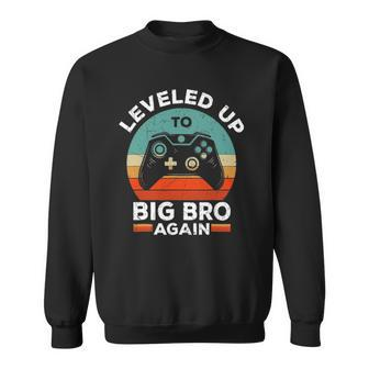 Leveled Up To Big Brother Again Promoted To Big Bro Vintage Sweatshirt - Thegiftio UK