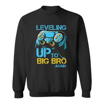 Leveling Up To Big Bro Again Gaming Lovers Vintage Sweatshirt - Thegiftio UK