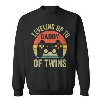 Leveling Up To Daddy Of Twins Expecting Dad Video Gamer Sweatshirt - Seseable