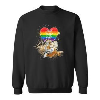 Lgbt Pride Daddy Tiger Rainbow Best Dad Ever Fathers Day Sweatshirt - Thegiftio