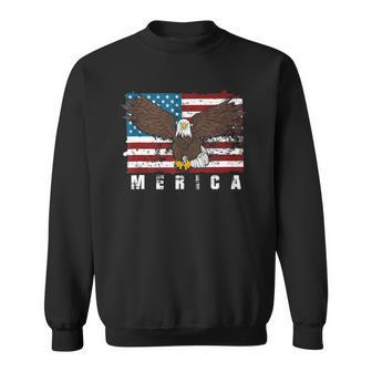Liberty 4Th Of July Merica Us Flag Proud American Bald Eagle Sweatshirt - Thegiftio UK