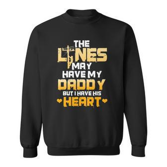 Lineman Dad I Have My Daddys Heart Fathers Day Kid Sweatshirt | Mazezy