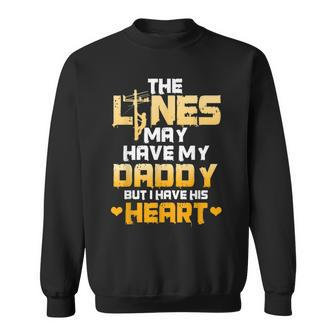 Lineman Dad I Have My Daddys Heart Fathers Day Kid Sweatshirt - Seseable