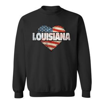 Louisiana Fourth Of July Heart American Flag Patriotic Sweatshirt - Thegiftio UK