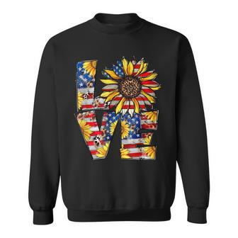 Love 4Th Of July Leopard Us Flag Sunflower Fourth Of July Sweatshirt - Seseable