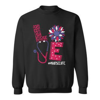 Love Heart Stethoscope Nurse Life 4Th Of July 2022 Women Sweatshirt | Mazezy