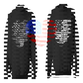 Love Usa Heart Shape American Flag -Vintage Gift Sweatshirt - Thegiftio