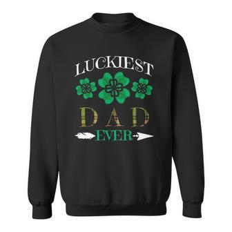 Lucky Dad Luckiest Dad Father On St Patricks Day Sweatshirt | Mazezy