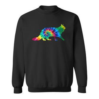 Maine Coon Cat Tie Dye Vintage Hippie Cat Lover Sweatshirt - Thegiftio UK