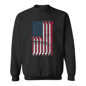 Mechanic American Flag Combination Wrenches Gift Sweatshirt | Mazezy