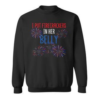 Mens 4Th Of July Pregnancy Reveal Announcement Little Firecracker Sweatshirt - Seseable