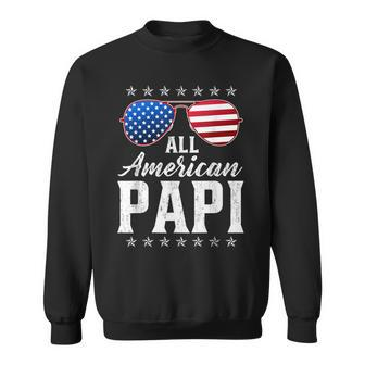 Mens All American Papi 4Th Of July Fathers Day Papi Gift Sweatshirt - Seseable