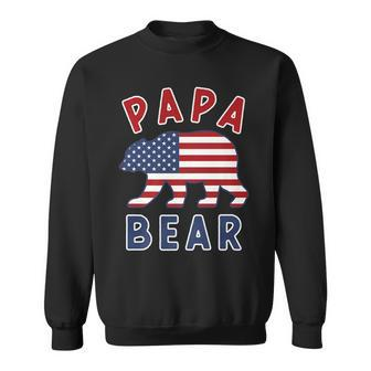Mens American Flag Papa Bear 4Th Of July Usa Patriotic Dad V2 Sweatshirt - Seseable