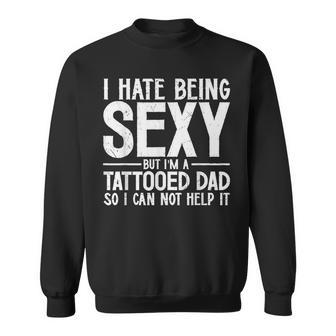 Mens Awesome Dads Have Tattoos And Beards Fathers Day V2 Sweatshirt - Seseable