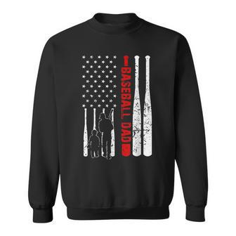 Mens Baseball Dad - Dad And Son - American Flag 4Th Of July Sweatshirt - Seseable