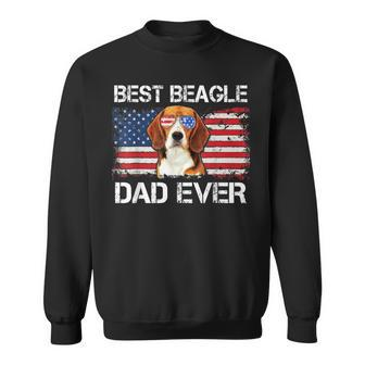 Mens Best Beagle Dad Ever American Flag Fathers Day 4Th Of July Sweatshirt - Seseable
