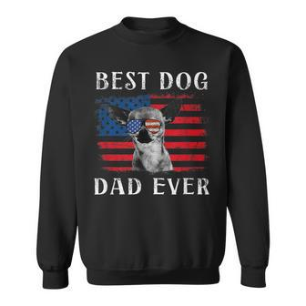 Mens Best Dog Dad Ever Chihuahua American Flag 4Th Of July Sweatshirt - Seseable