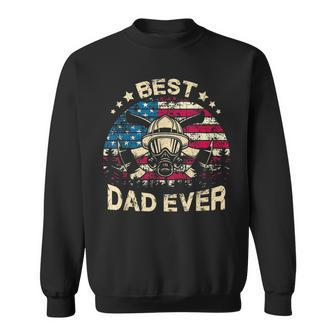 Mens Best Firefighter Dad Ever 4Th Of July American Flag V2 Sweatshirt - Seseable