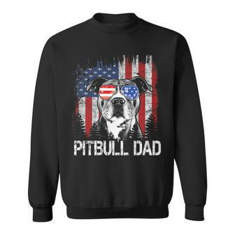 Mens Best Pitbull Dad Ever American Flag 4Th Of July Fathers Day Sweatshirt - Seseable