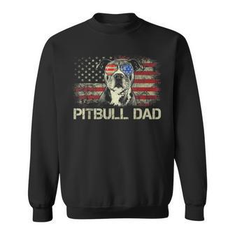 Mens Best Pitbull Dad Ever Patriotic American Flag 4Th Of July V2V3 Sweatshirt - Seseable