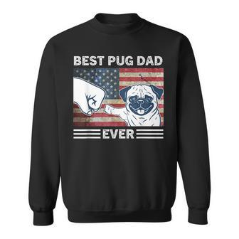 Mens Best Pug Dad Ever American Flag 4Th Of July Gift Sweatshirt - Seseable