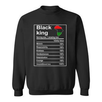 Mens Black History Month African Men Black King Nutrition Facts Sweatshirt | Mazezy