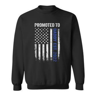 Mens Blue Line Promoted To Daddy 2022 Funny Police Dad On Back Sweatshirt | Mazezy