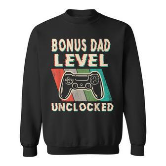 Mens Bonus Dad Level Unlocked Funny Leveled Up To Bonus Dad Sweatshirt - Thegiftio UK