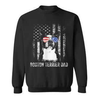 Mens Boston Terrier Dad American Flag 4Th Of July Dog Fathers Day Sweatshirt - Seseable