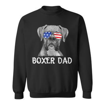 Mens Boxer Dad American Flag Patriotic Dog Lover 4Th Of July Sweatshirt - Seseable
