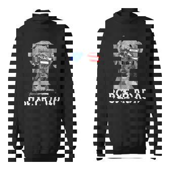 Mens Boxer Dad American Flag Patriotic Dog Lover 4Th Of July Sweatshirt - Seseable
