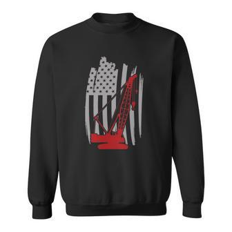 Mens Crane Operator Gifts Usa Flag American Themed Decor Sweatshirt | Mazezy