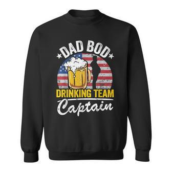 Mens Dad Bod Drinking Team Captain American Flag 4Th Of July Beer Sweatshirt - Seseable