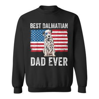 Mens Dalmatian Dad American Flag Dog Lover Owner Dalmatian Dog Sweatshirt - Thegiftio UK
