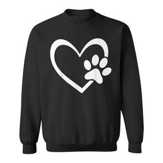 Mens Dog Dad Mom Puppy Love Dogs Cats Paw Print Heart Fathers Day Sweatshirt - Thegiftio UK
