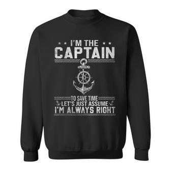 Mens Funny Boat Captain Pontoon Captain Dad Papa Men Father Sweatshirt - Thegiftio UK